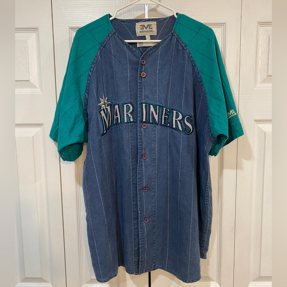 Vintage XXL Mirage Mariners Short Sleeve button up vtg shirt. Seattle Mariners